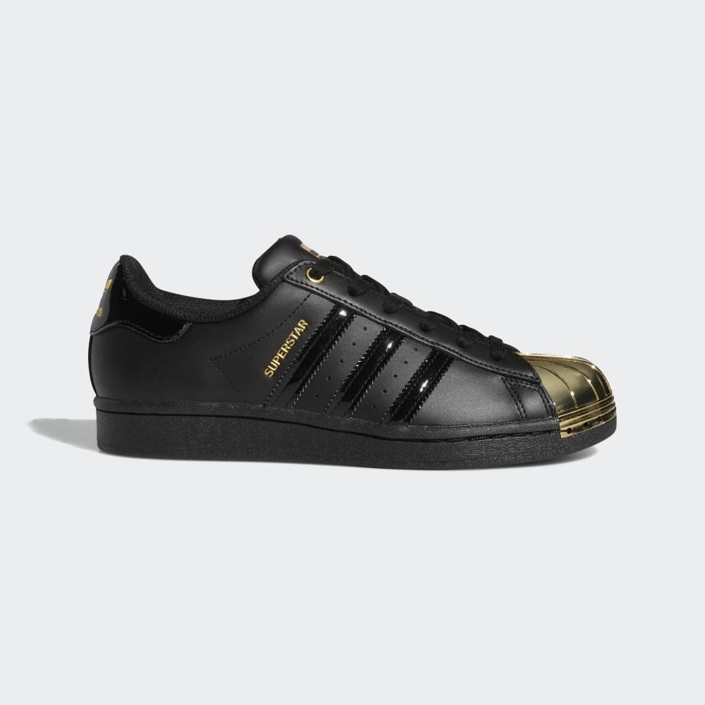 Adidas Women's Superstar Metal Toe Shell Toe Originals Shoes Black/Gold Metal Ireland FV3305